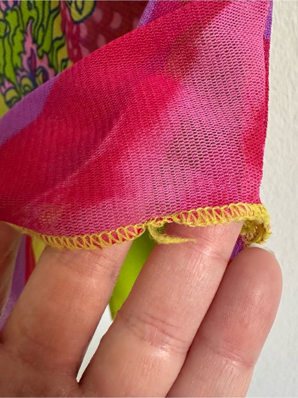 Vintage Y2K Astuces Tank Top Green Dragon Pink Mesh Asymmetrical Fairy Grunge - Picture 5 of 13